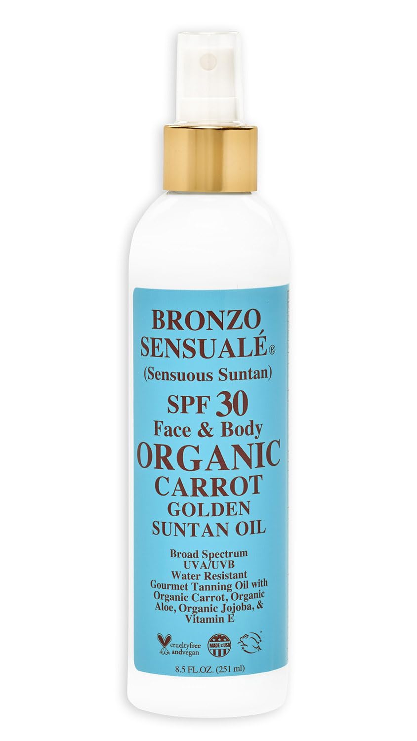 Bronzo Sensuale SPF 30 Sunscreen Protective Golden Tanning Organic Carrot Oil 8.5 Ounces Beauty & Personal Care BRONZO SENSUALE