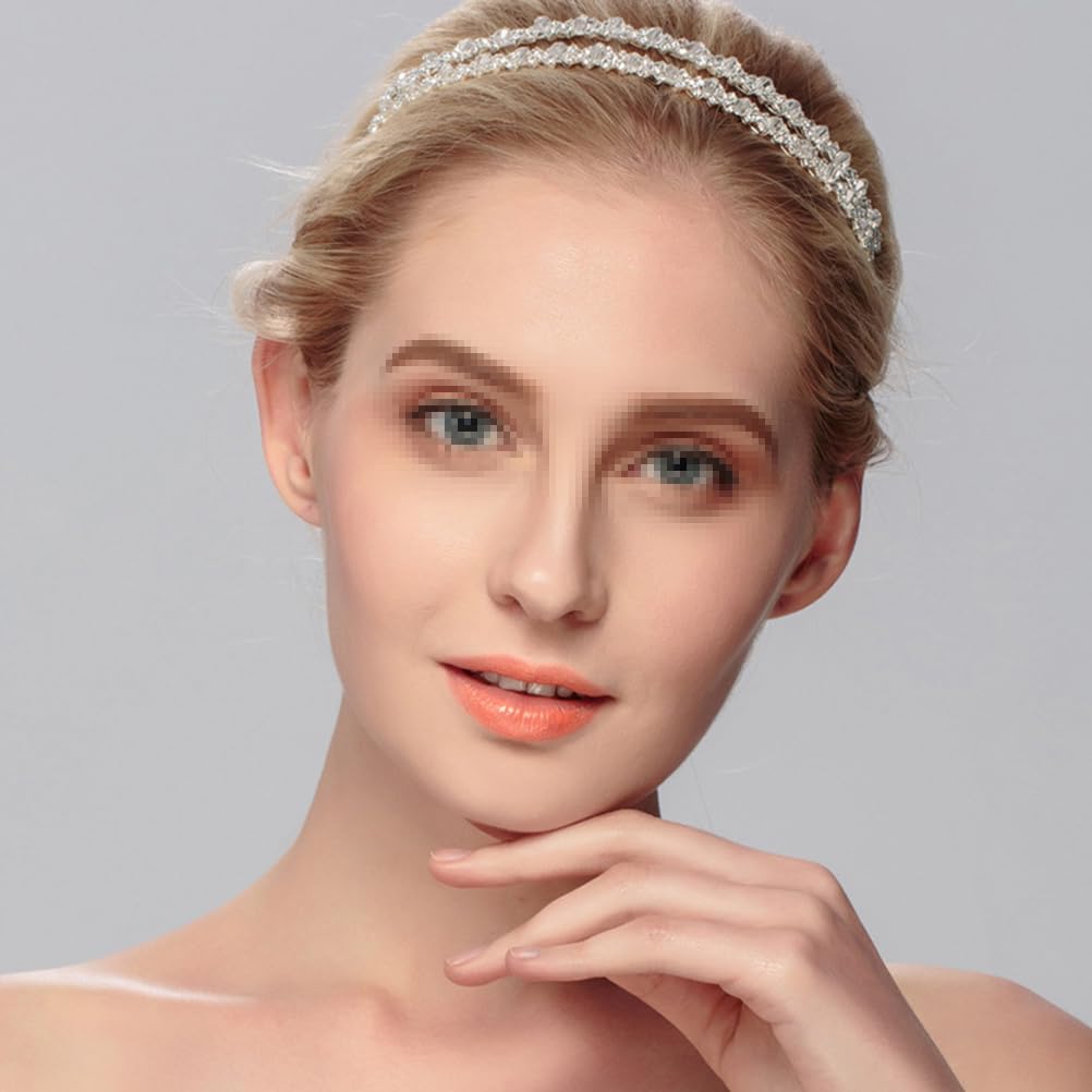 Double Layer Silver Hair Hoop Rhinestone Headband Wedding Hair Loop Hair Clasp Hair Band Bridal Hair Accessories