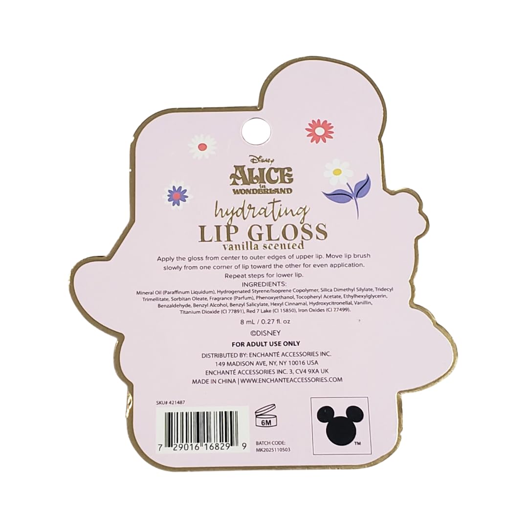 Disney Alice in Wonderland Hydrating Lip Gloss, Vanilla Scented, Moisturizing Glossy Lip Shine, Cheshire Cat Design, 8 mL / 0.27 fl oz Beauty & Personal Care Disney Alice in Wonderland