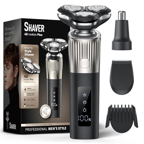 Electric Razor for Men 8011 Series, 4D Floating Rotary Head, IPX7 Waterproof Wet & Dry Use, USB-C Fast Charge, 90Min Runtime, Hypoallergenic Blades Beauty and Personal Care EvznFeo