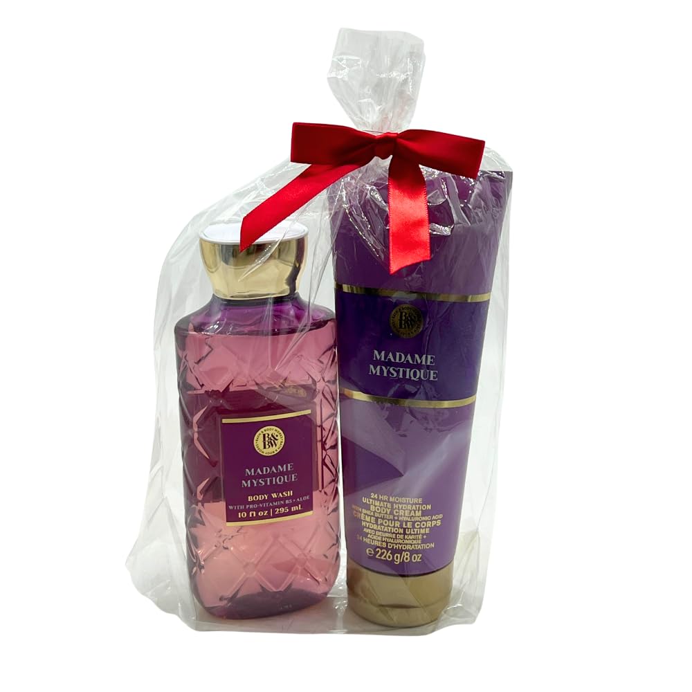 Bath & Body Works MADAME MYSTIQUE Ultimate Hydration Body Cream & Body Wash 2-piece Gift Set with a Red Bow for Holidays - Full Size Beauty and Personal Care Bath & Body Works