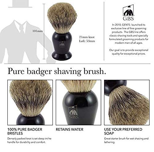G.B.S Men’s Shaving Set, Blade Razor, Ceramic Black Shaving Mug, Badger Shaving Brush, Sandalwood Aftershave, Shaving Soap and Razor Cone Stand, Black Beauty and Personal Care G.B.S