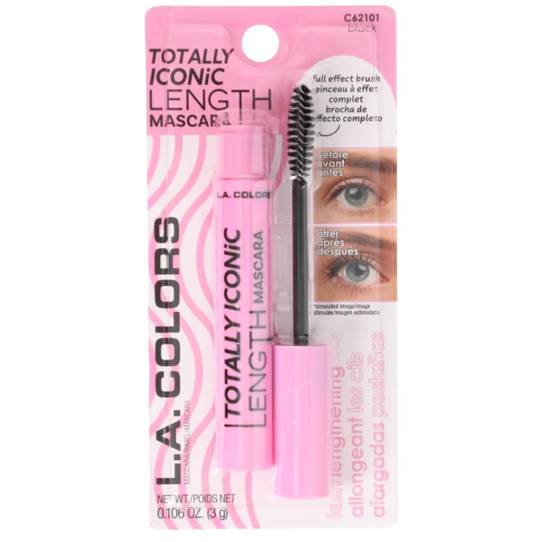L.A. Colors Totally Iconic Mascara with full effect brush, C62101 Black