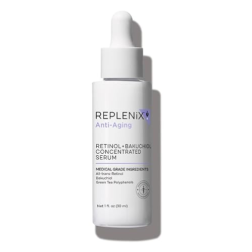 Replenix Anti-Aging Retinol + Bakuchiol Concentrated Face Serum, Medical-Grade Facial Treatment for Mature, Uneven Skin (1 fl. oz) Beauty & Personal Care Replenix
