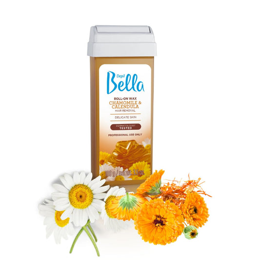 Depil Bella Brazilian Roll On Wax Chamomile and Calendula Depilatory - Body Waxing, Hair Removal Wax-Cartridge - Men and Women - Home Self Waxing Beauty and Personal Care DEPIL BELLA