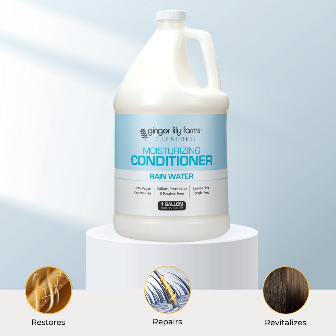 Ginger Lily Farms Club & Fitness Moisturizing Conditioner for Dry Hair, 100% Vegan & Cruelty-Free, Rain Water Scent, 1 Gallon (128 fl oz) Refill Beauty & Personal Care Ginger Lily Farms