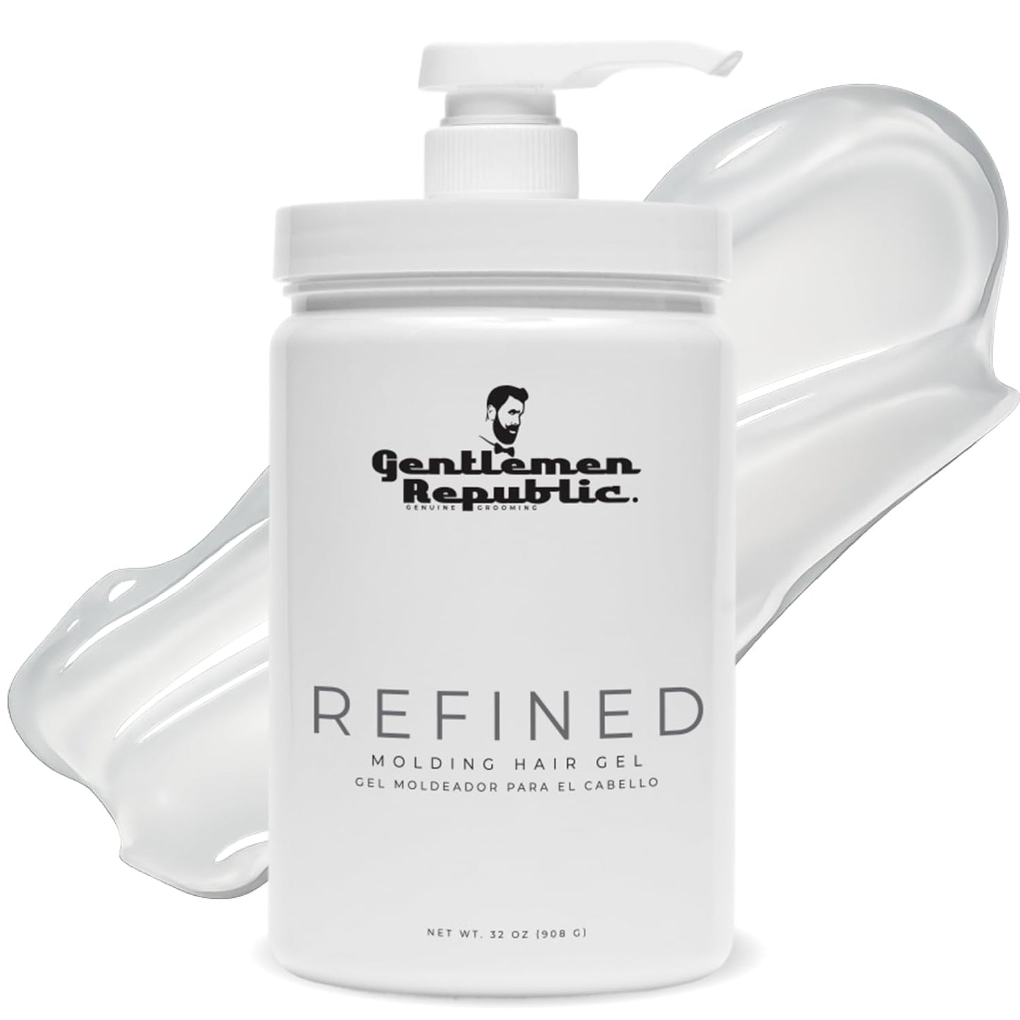 Gentlemen Republic 32oz Refined Hair Gel with Pump for Men - Premium Gel For Men Humidity Resistant & Alcohol-Free - All Day Shine and Hold for All Beauty & Personal Care Gentlemen Republic