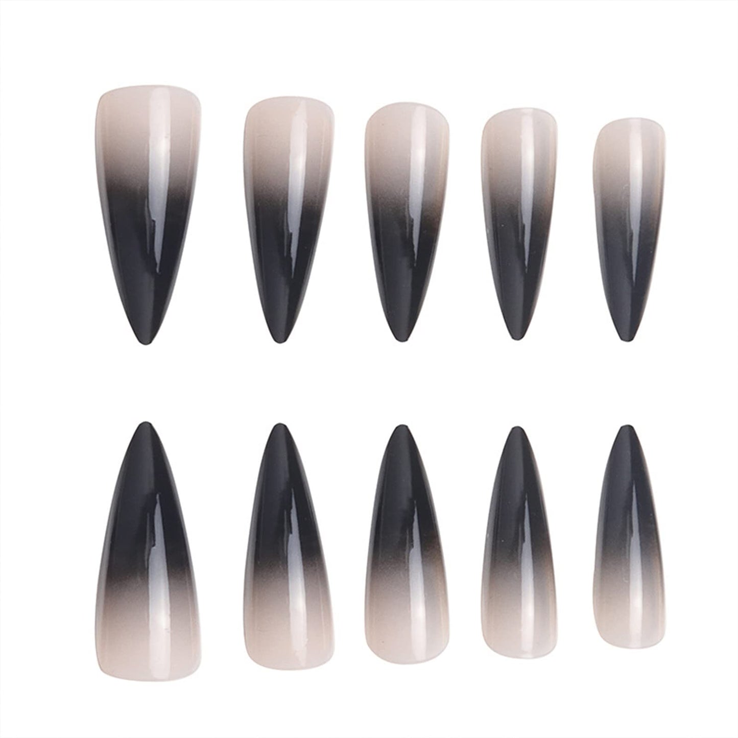 SINHOT Stiletto Press on Nails Extra Long Fake Nails with Glue Glossy False Nails with Black Gradient Designs Full Cover Almond Acrylic Nail 24pcs Beauty & Personal Care SINHOT