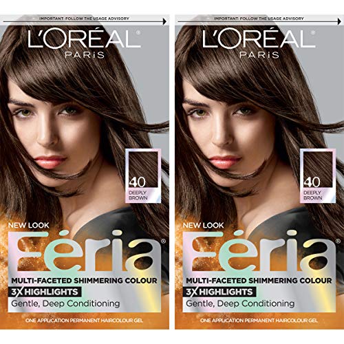 L'Oreal Paris Feria Multi-Faceted Shimmering Permanent Hair Color, 40 Espresso, Hair Dye Kit, Pack of 2 Beauty & Personal Care L'Oreal Paris