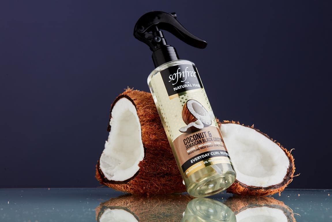 Sofn'free Coconut & Jamaican Black Castor Oil Everyday Curly Refresher Spray, Volumizer and Moisturizer for Styling Dry Hair, Coils and Curls, 8.12 fl Beauty & Personal Care SOF N' FREE