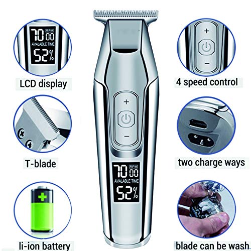 ZUIAI Professional Hair Clipper Beard Trimmer Men's Hair Trimmer LCD Digital Display Cordless Haircut Electric Beauty and Personal Care ZUIAI
