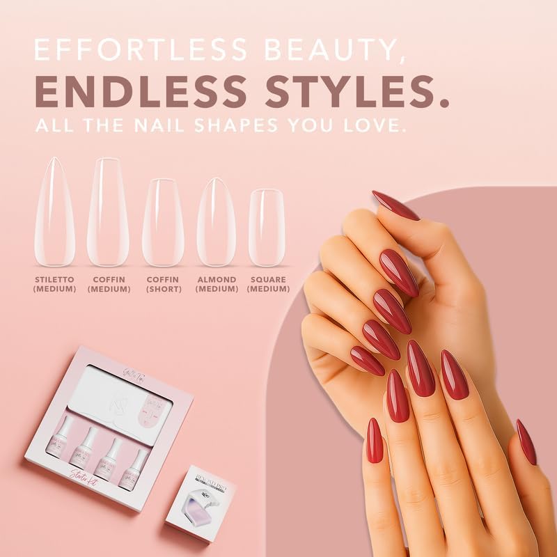 Kiara Sky Gelly Tips Starter Kit | Includes Prep, Primer, Builder, Top Coat, Tips | Coffin Short Beauty & Personal Care KIARA SKY