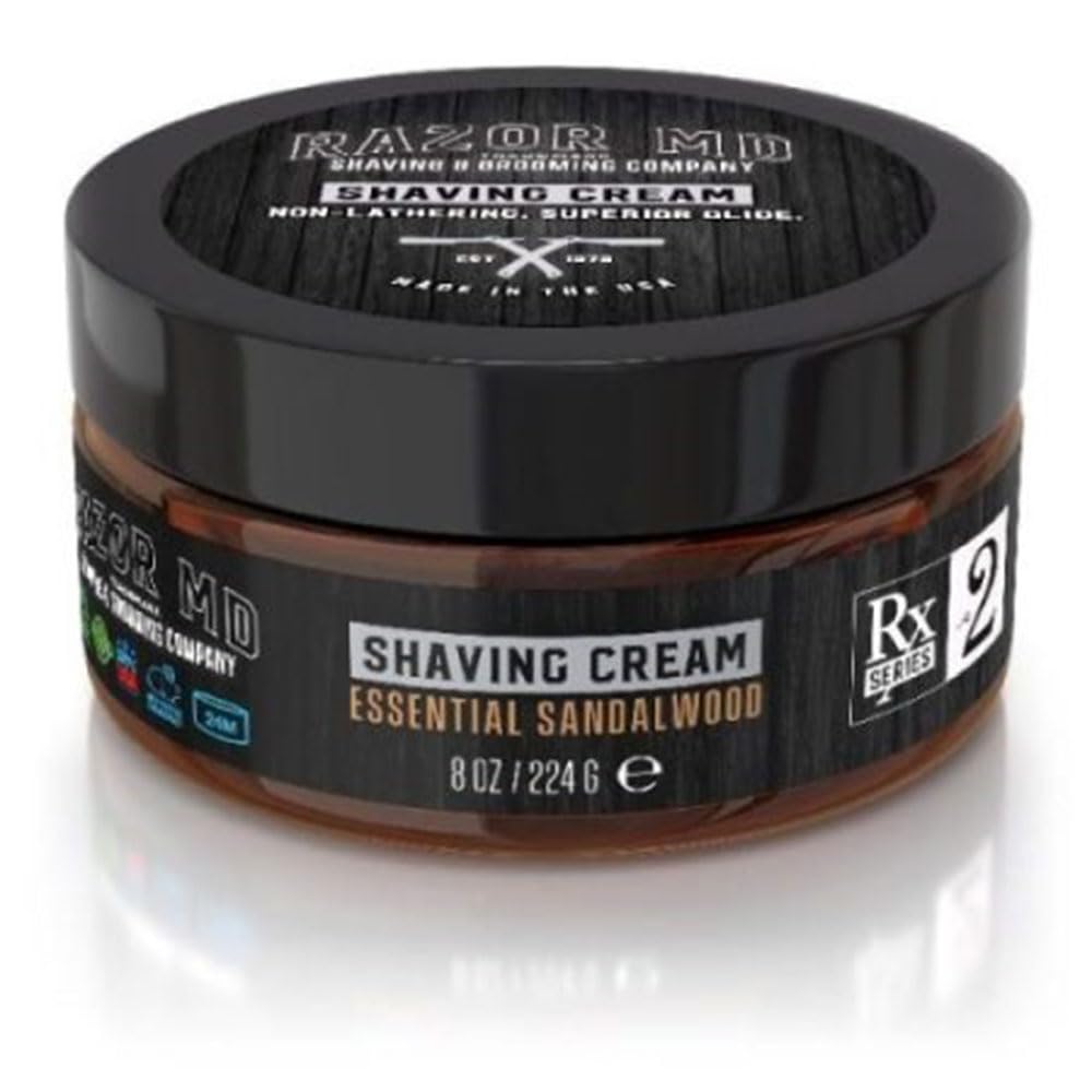 Razor MD Mens Shaving Cream for Normal to Slightly Oily Skin, Shaving Tools & Accessories for Modern Men, Sandalwood 8 oz Beauty and Personal Care Razor MD