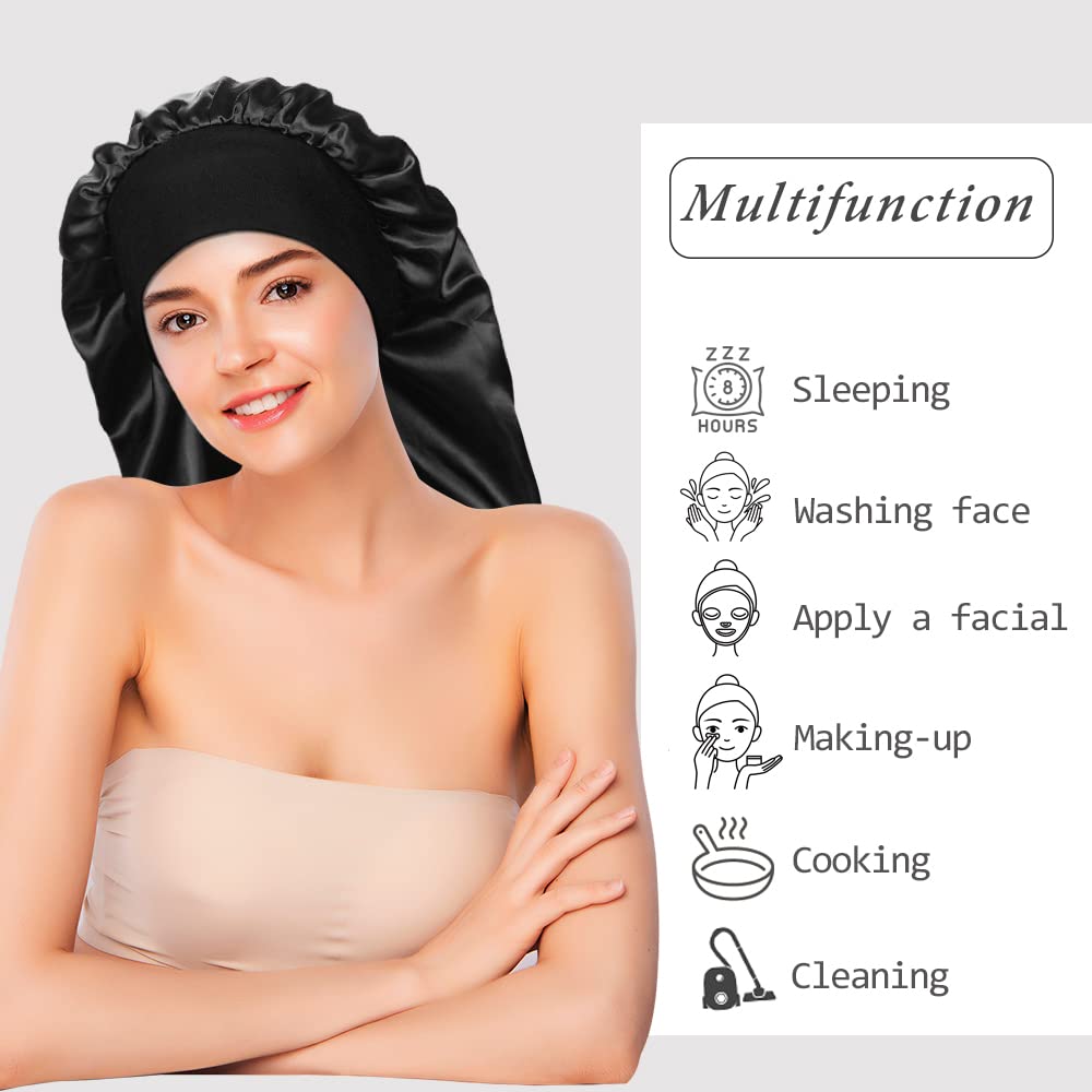 2 Pieces Long Silky Satin Sleep Bonnet for Curly Hair, Long Dreadlocks and Braids Hair Bonnets for Hair Care Beauty & Personal Care YOHITOP