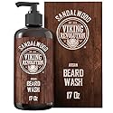 Viking Revolution Beard Wash Shampoo w/Argan & Jojoba Oils - Softens & Strengthens - Sandalwood Scent - 17 oz Shampoo Beauty & Personal Care Viking Revolution