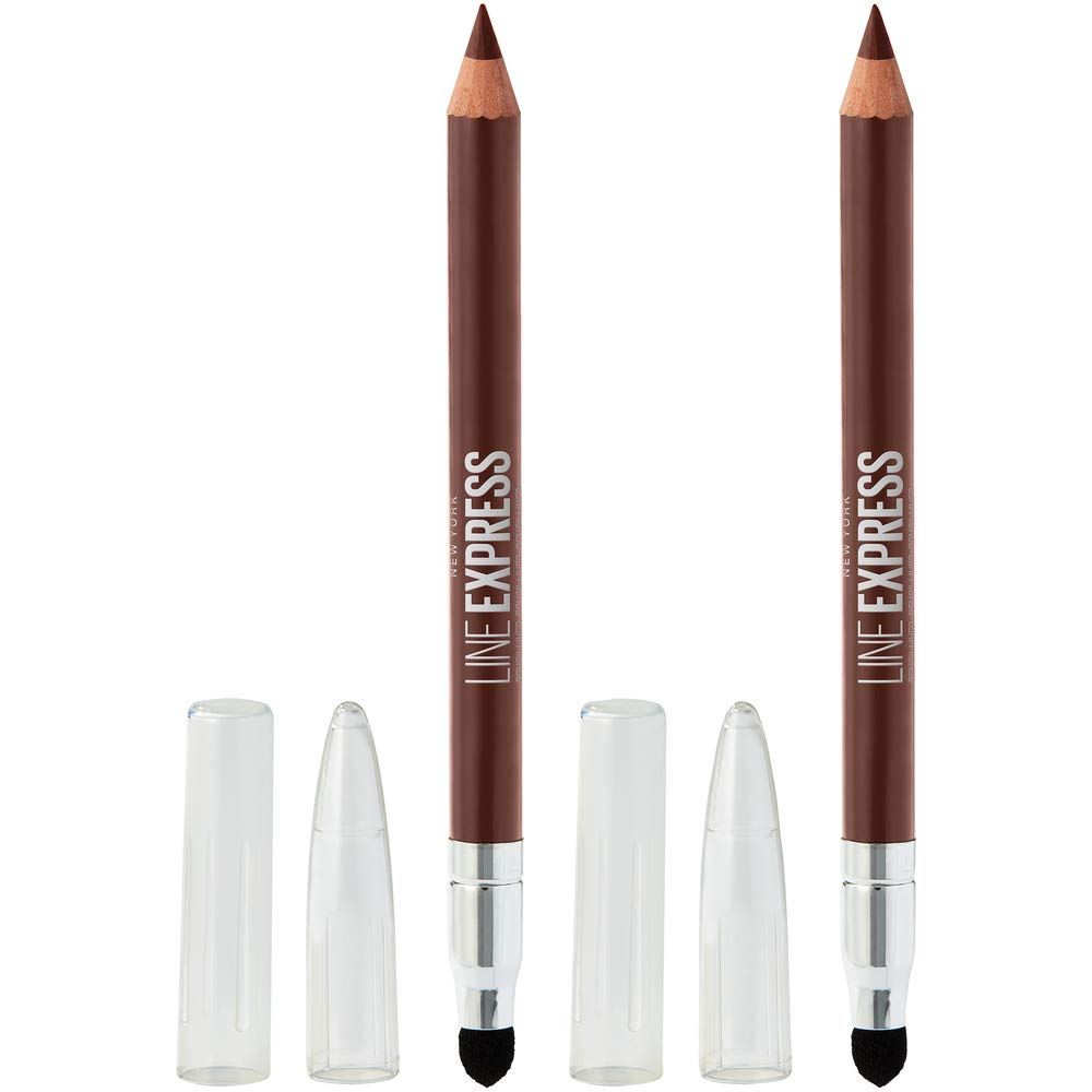 Maybelline New York Sharpenable Wood Pencil With Built-In Blending Smudger Tip Creamy Liner Eyeliner Eye Makeup, Brownish Black, 0.07 Oz, 2Count