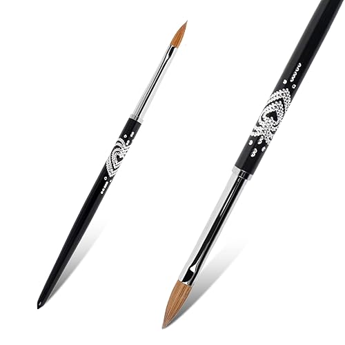 BQAN 3D Kolinsky Nail Art Brush 1Pc #4, Professional nail brushes for acrylic application, Natural Wooden Handle with Rhinestone Design Beauty & Personal Care BQAN