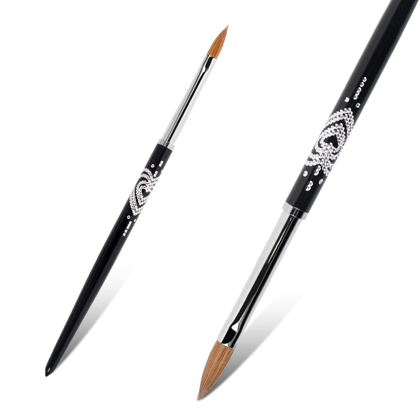BQAN 3D Kolinsky Nail Art Brush 1Pc #4, Professional nail brushes for acrylic application, Natural Wooden Handle with Rhinestone Design Beauty & Personal Care BQAN