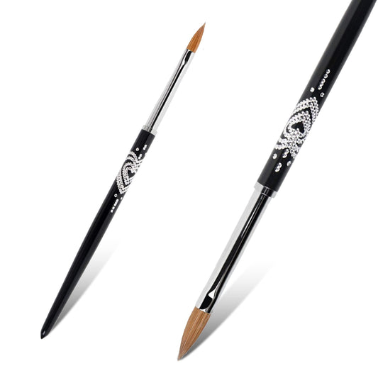 BQAN 3D Kolinsky Nail Art Brush 1Pc #4, Professional nail brushes for acrylic application, Natural Wooden Handle with Rhinestone Design Beauty & Personal Care BQAN