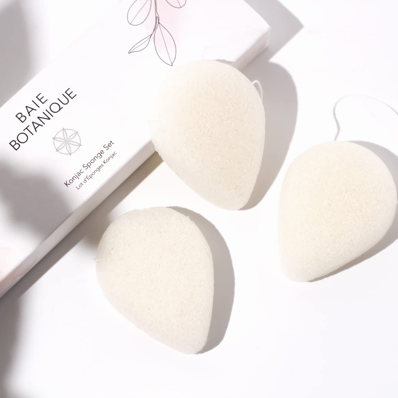 Baie Botanique Teardrop Konjac Sponge - Eco-Friendly, Gentle Facial Cleansing and Exfoliating 100% Natural Sponge, Set of 3 Beauty & Personal Care Baie Botanique