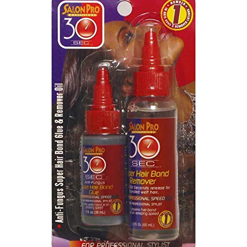 Salon Pro 30 Sec Super Hair Bond Glue & Remover Oil 2 Oz 1 Oz,Pack of 2