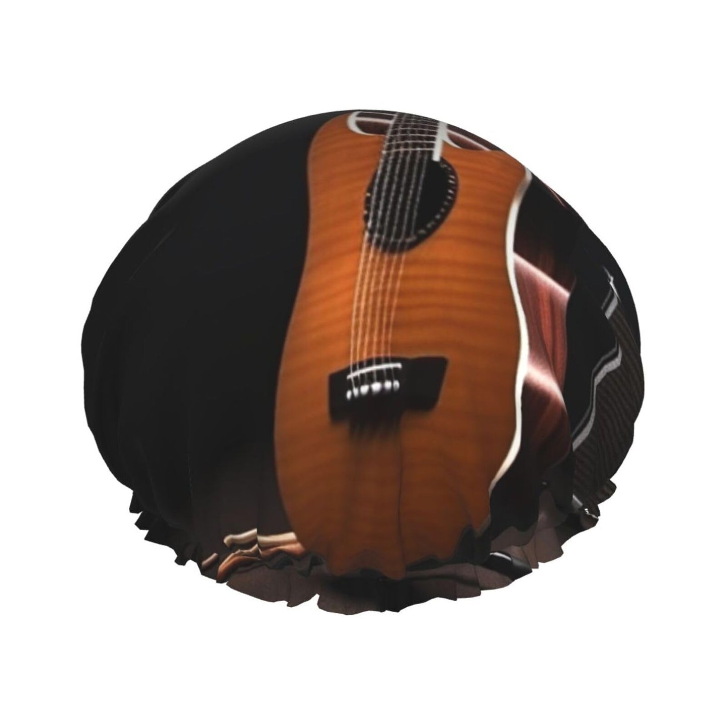 Musical Instrument Guitar Shower Cap for Women Men Large Reusable Shower Bonnet Double-Layer Waterproof Bath Caps Elastic Band Hair Hat for All Beauty and Personal Care BWLHJKE