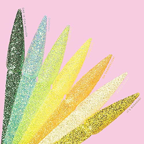 Kiara Sky Nail Art 3D Glitter 1 oz | Sprinkle On Collection | Mix with Acrylic, Gel Polish or dip Powder | One in Cha-Million (Vivid Green & Gold Beauty & Personal Care KIARA SKY