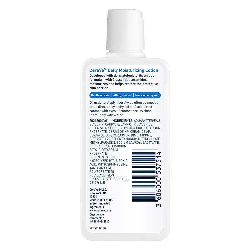 CeraVe Daily Moisturizing Lotion | 3 Ounce | Face & Body Lotion for Dry Skin with Hyaluronic Acid | Fragrance Free Beauty & Personal Care CeraVe