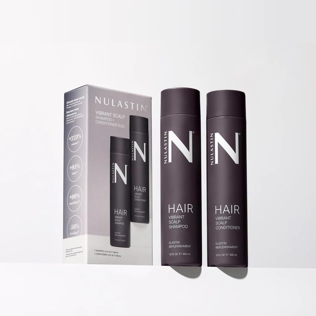NULASTIN Shampoo + Conditioner Duo - Vibrant Scalp Shampoo (10 Fl Oz) & Vibrant Scalp Hair Conditioner (10 Fl Oz) for Fine Hair - Gift Set Beauty & Personal Care NULASTIN