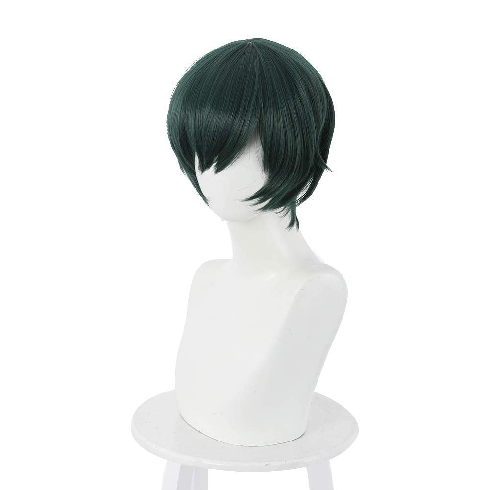 XiongXiongLe Dark Green Short Cosplay Wig Women Costume Hair Replacement Wigs for Adult Cos Role Playing Daily Party Halloween Christmas Comic