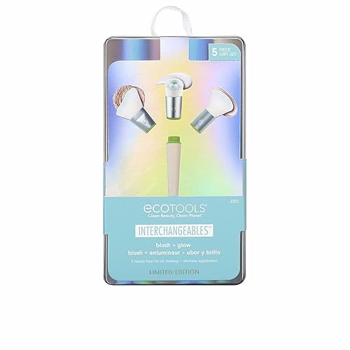 EcoTools Limited Edition Blush and Glow Interchangeable Makeup and Skincare Brush Set, Travel Friendly Makeup Brushes, 5 Piece Valentine’s Day Gift Beauty & Personal Care EcoTools
