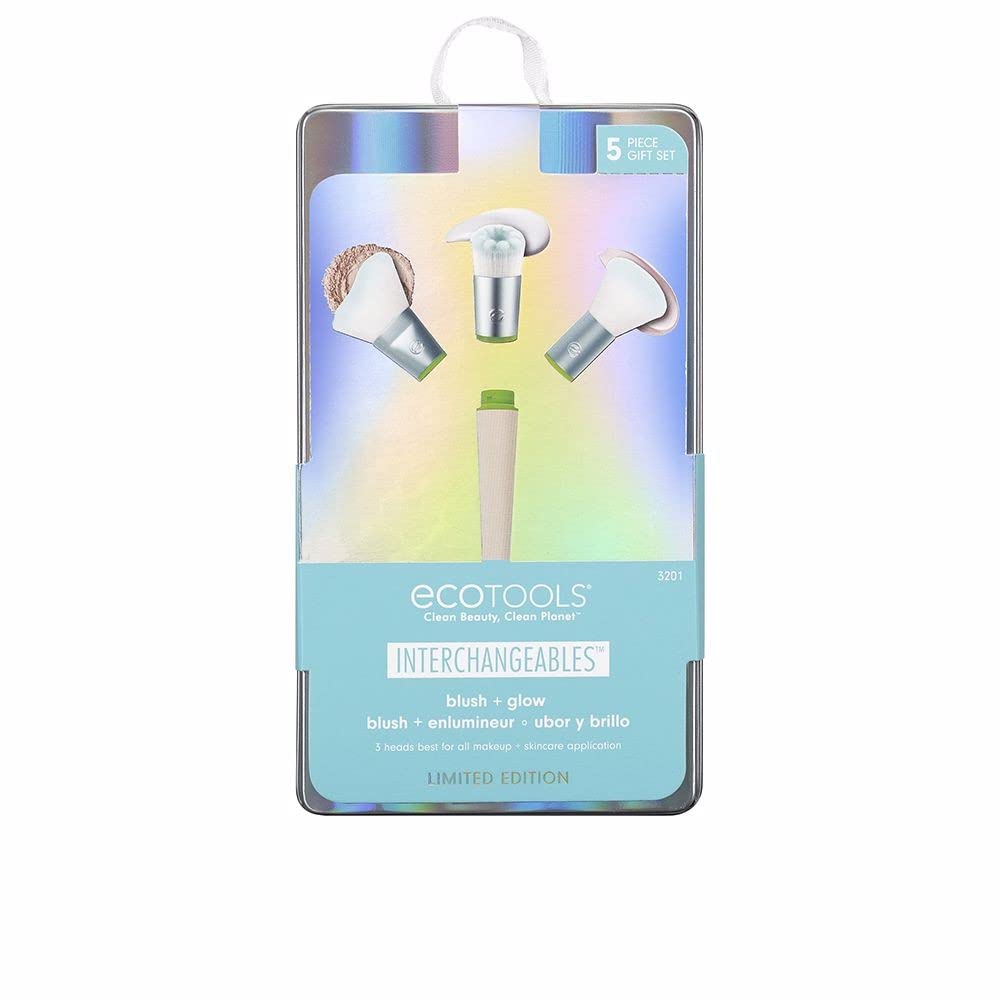 EcoTools Limited Edition Blush and Glow Interchangeable Makeup and Skincare Brush Set, Travel Friendly Makeup Brushes, 5 Piece Valentine’s Day Gift Beauty & Personal Care EcoTools