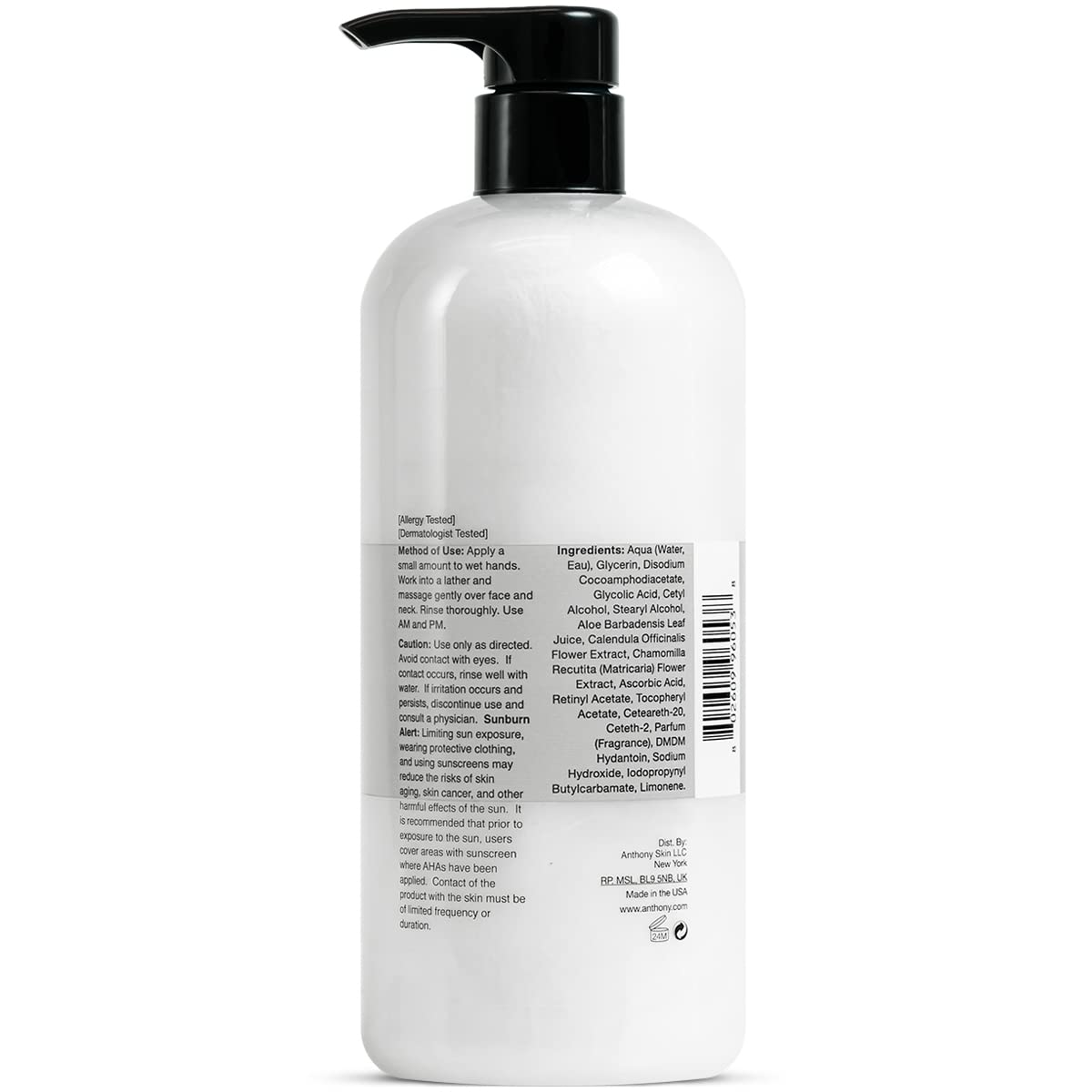 Anthony Glycolic Facial Cleanser for Men, Daily Exfoliating & Hydrating Face Wash, Shave Prep, Non-Foaming, Deep Cleansing, Gentle on Sensitive Skin Beauty & Personal Care Anthony