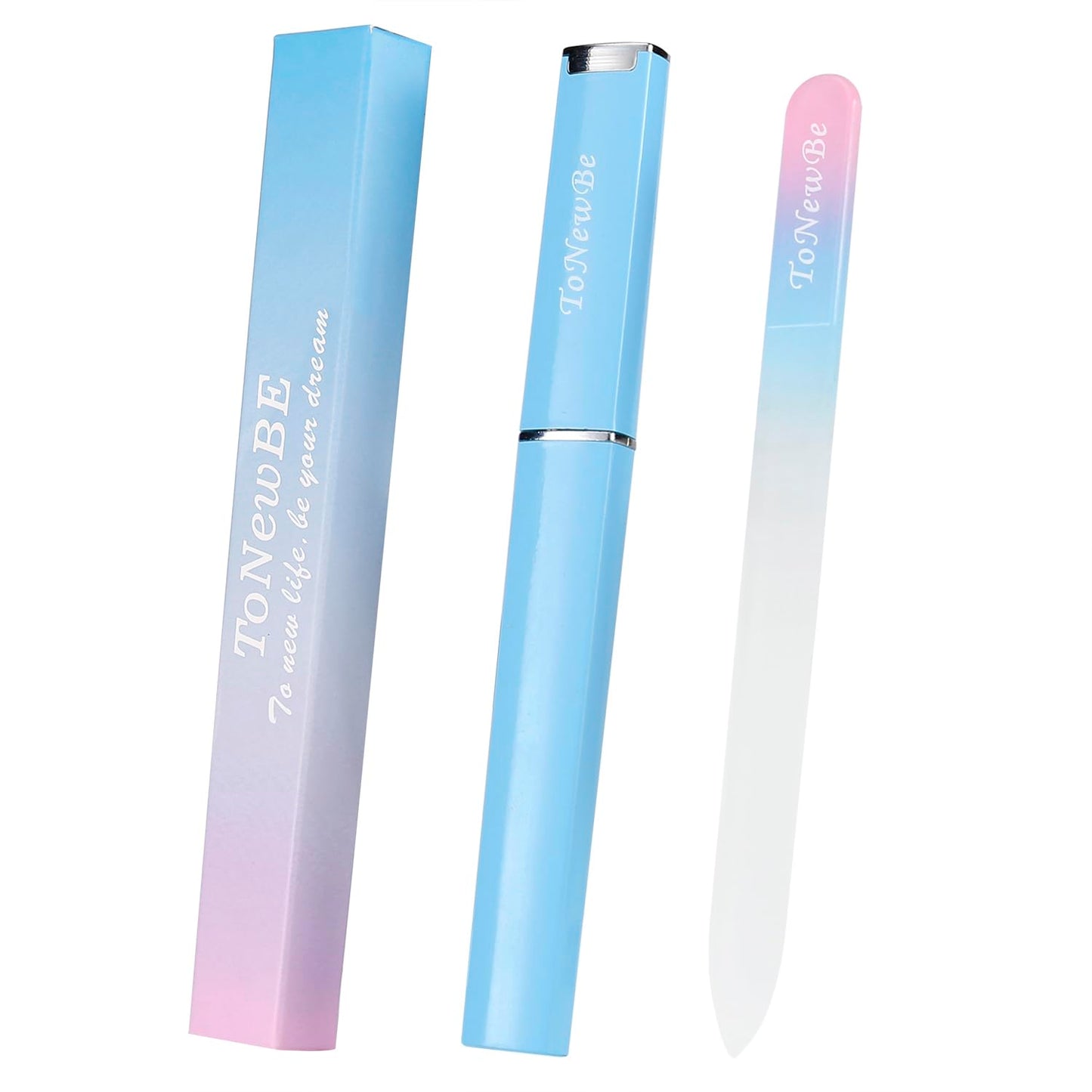 Glass Nail File in Case, Glass Fingernail File, Czech File, Double-Sided Etched Nail File for Nail Art & Nail Care, Christmas Gifts Stocking Stuffers Beauty & Personal Care ToNewBe