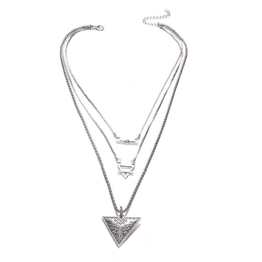 DoubleNine Ethnic Bohemian Silver Arrow Archer Pendant Retro Multistrand Necklace Hippy Vintage Jewelry for Women and Girls Beauty & Personal Care Doubnine