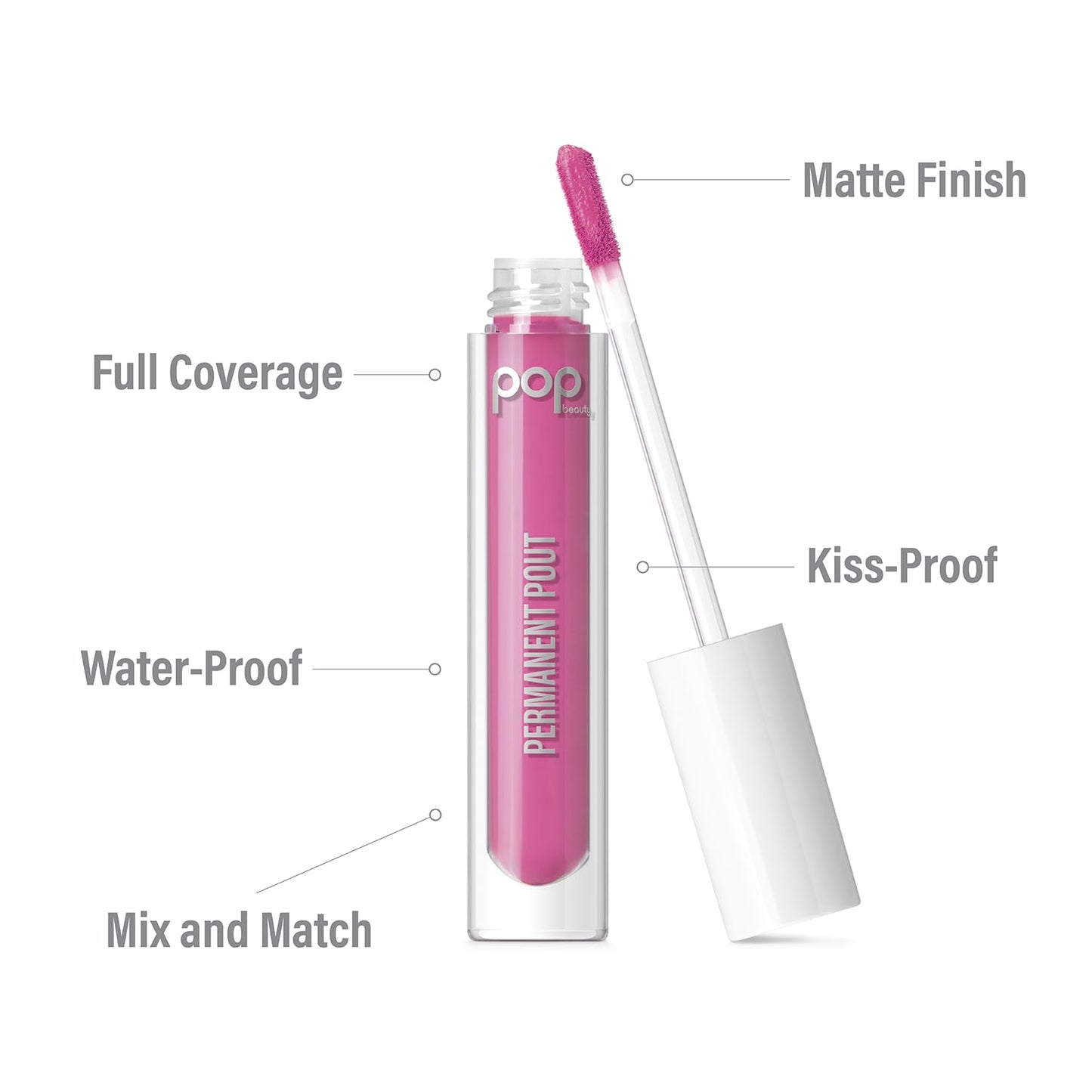 POP Beauty PERMANENT POUT | POWER PINK - Long Lasting Liquid Lipstick, Matte Finish, Full Coverage Colour Beauty & Personal Care POP Beauty