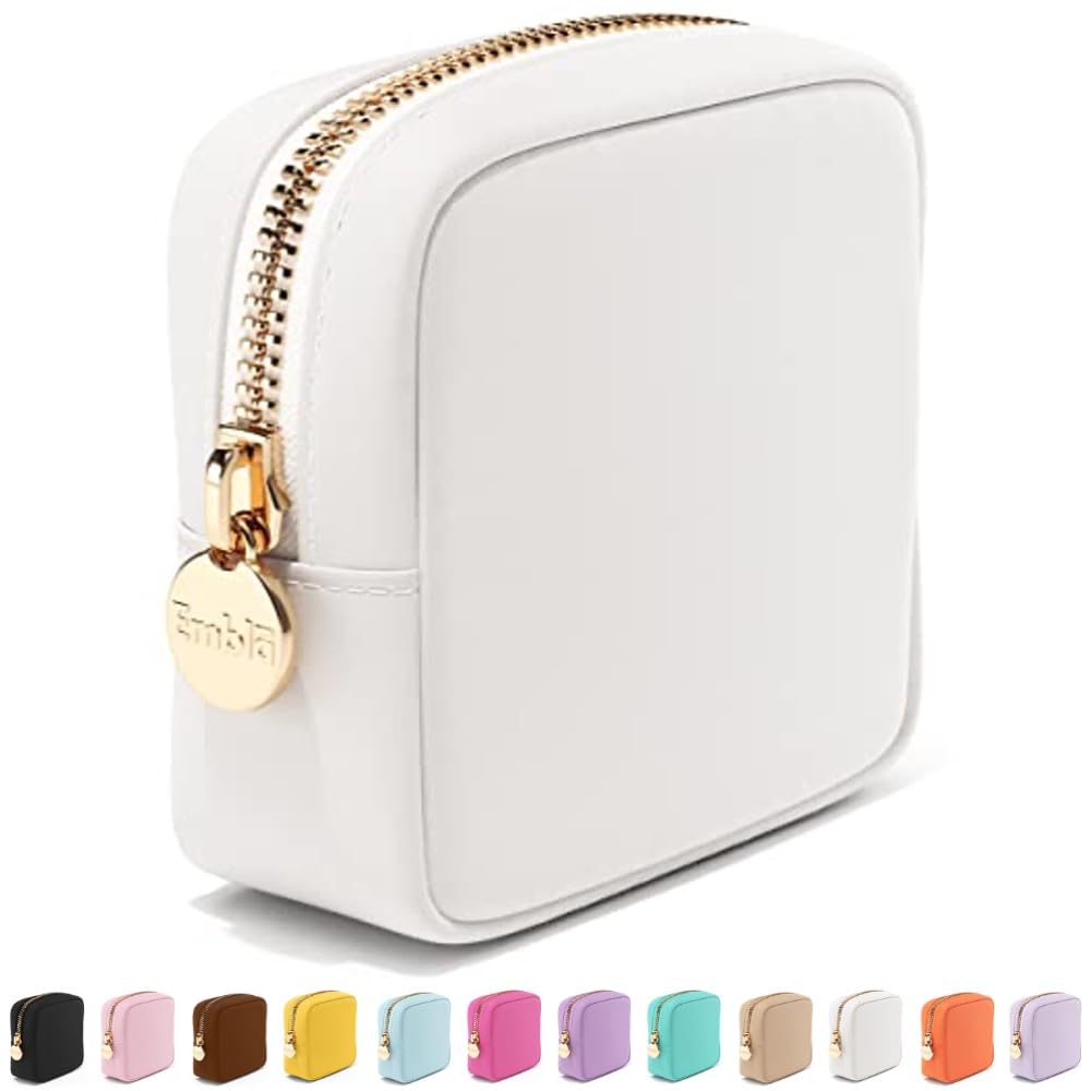 Embla Small Makeup Bag for Purse, Mini Waterproof Nylon Cosmetic Pouch, Durable and Lightweight Travel Toiletry Bag with Smooth Zipper, White Beauty and Personal Care Embla Default Title