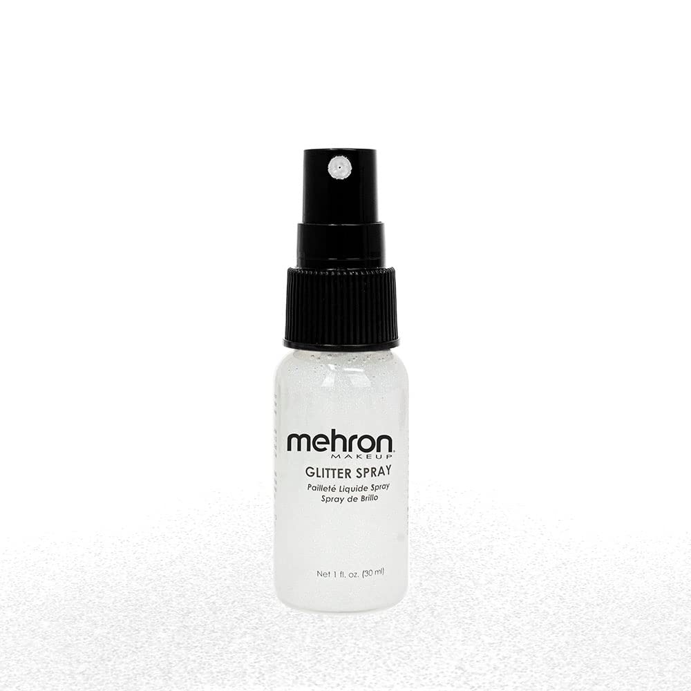 Mehron Makeup GlitterSpray | Hair and Body Glitter Spray | Body Shimmer Spray 1 fl oz (30 ml) (White) perfect for Beauty, Theater, Halloween, Parties Beauty & Personal Care Mehron