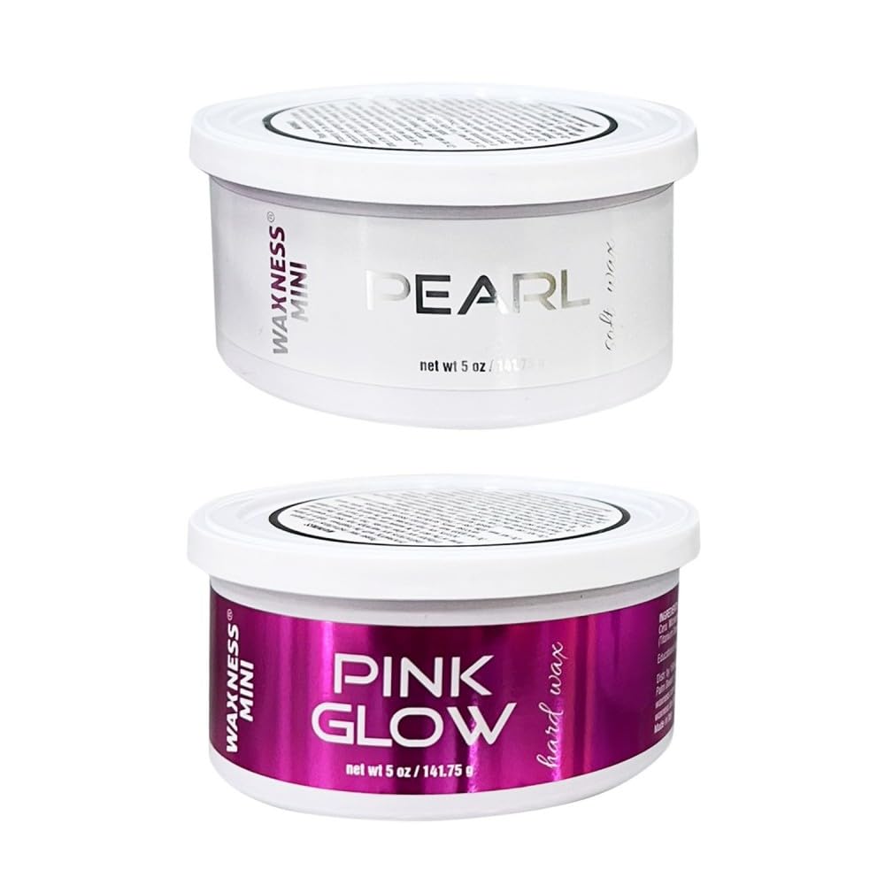 Waxness Face & Eyebrows Starter Waxing Kit with White Mini Heater, Pearl & Pink Glow Waxes - Professional Facial Waxing Kit - Made in Italy Beauty and Personal Care Waxness