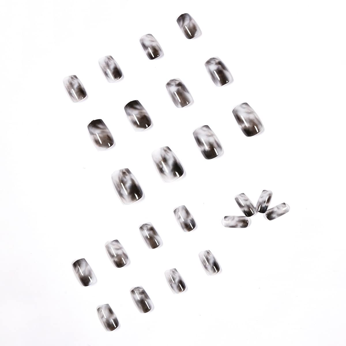 BABALAL Square Press On Ombre Glue On Short Squoval Acrylic Nails - Glossy Black Full Cover Nails for Women & Girls Beauty & Personal Care BABALAL