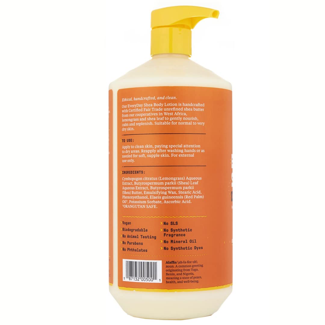 Alaffia EveryDay Shea Body Lotion - Normal to Very Dry Skin, Moisturizing Support for Hydrated, Soft, and Supple Skin with Shea Butter and Lemongrass Beauty & Personal Care Alaffia