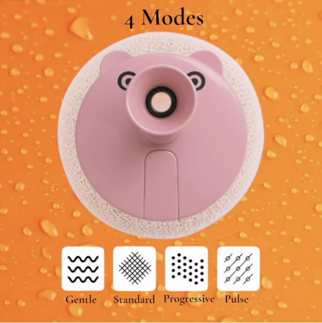 Pikspeak Sonic Body Scrubber XZ?007 - Electric Shower Loofah (4 Modes) - Rechargeable USB?C, IPX7 Waterproof, Deep?Clean & Exfoliate Body Brush - Pink Beauty and Personal Care Pikspeak