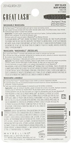 Maybelline New York Great Lash Real Impact Washable Mascara, Very Black, 0.37 Fluid Ounce Beauty & Personal Care MAYBELLINE