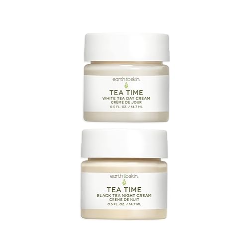 Earth To Skin Tea Time Mini Duo Set: White Tea Day Cream (0.5 Fl Oz) and Black Tea Night Cream (0.5 Fl Oz), All-Day & Night Hydration for Face Beauty & Personal Care Earth To Skin