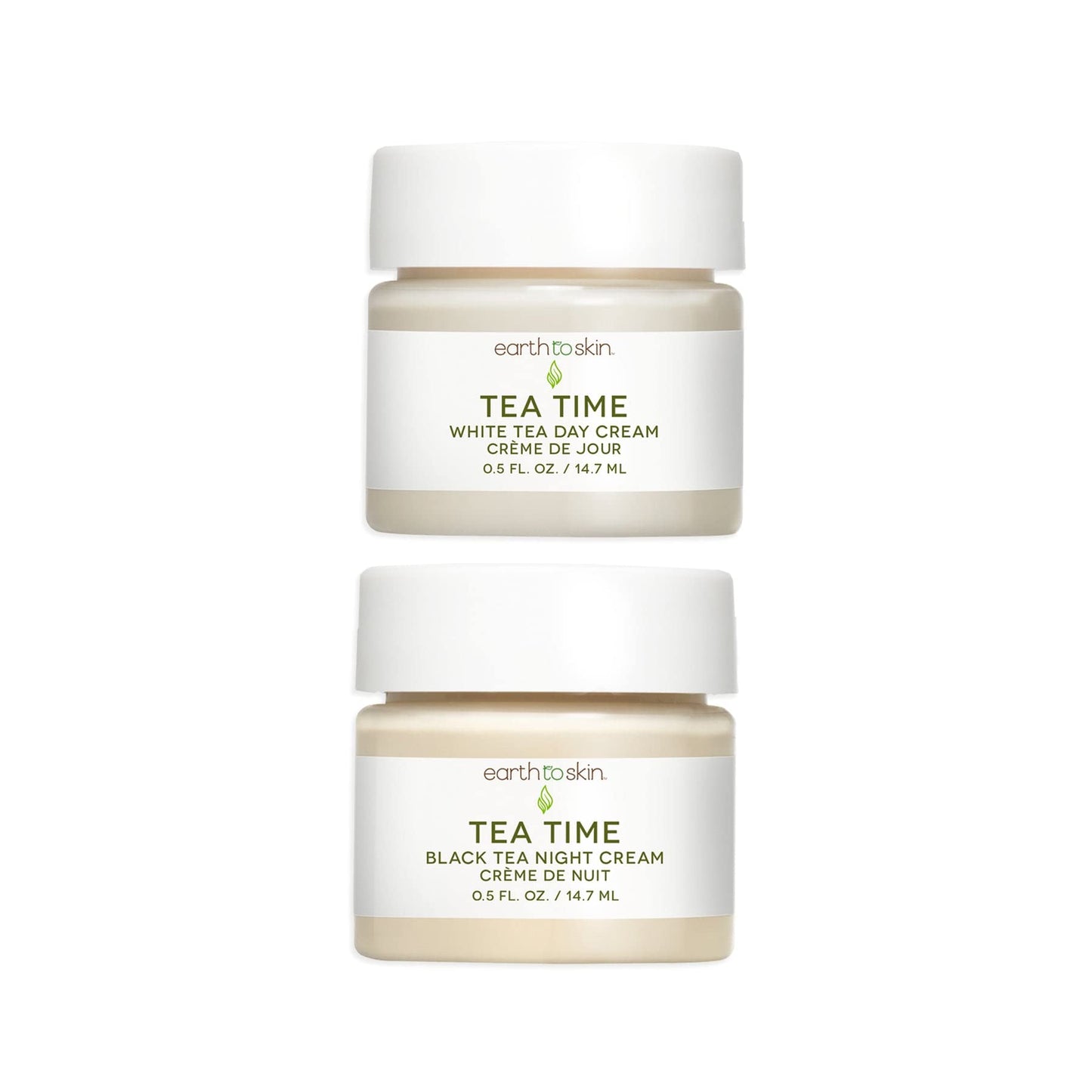 Earth To Skin Tea Time Mini Duo Set: White Tea Day Cream (0.5 Fl Oz) and Black Tea Night Cream (0.5 Fl Oz), All-Day & Night Hydration for Face Beauty & Personal Care Earth To Skin