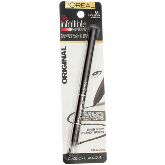 L'Oréal Paris Infallible Never Fail Eyeliner, 581 Black Brown (Pack of 2)