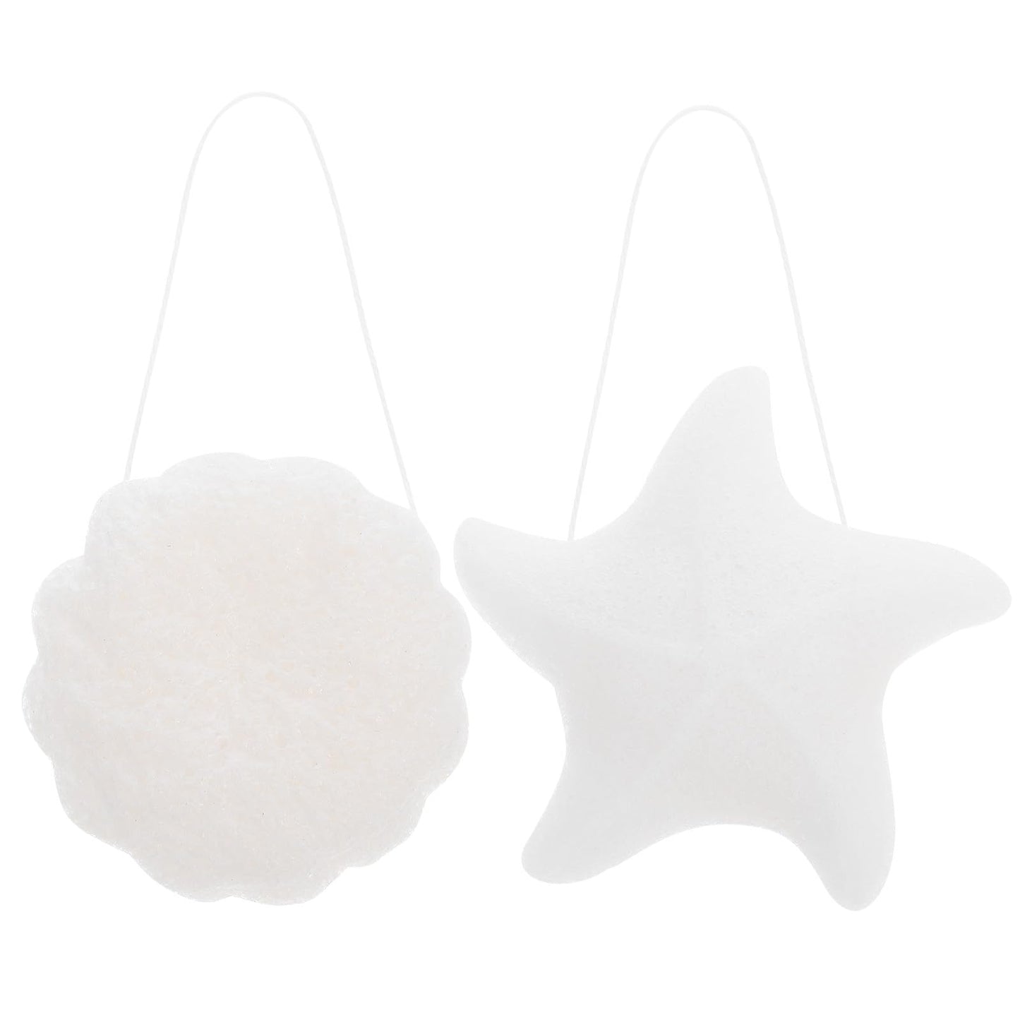 HOMSFOU 2 Pcs Bath Sponge Set Konjac Sponge with Shaped Designs Gentle Exfoliating Body Scrubber for Bathing Beauty and Personal Care HOMSFOU