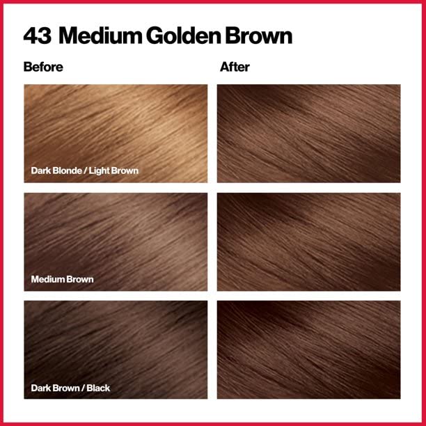 Revlon ColorSilk Hair Color [43] Medium Golden Brown 1 ea (Pack of 8) Beauty & Personal Care REVLON