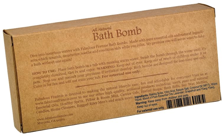 Fabulous Frannie De-Stress Natural, Handmade Bath Bomb Set, Rich in Essential Oil, Mineral Salt, Coconut Oil, Witch Hazel, Fizzies to Moisturize Skin… Beauty & Personal Care Fabulous Frannie