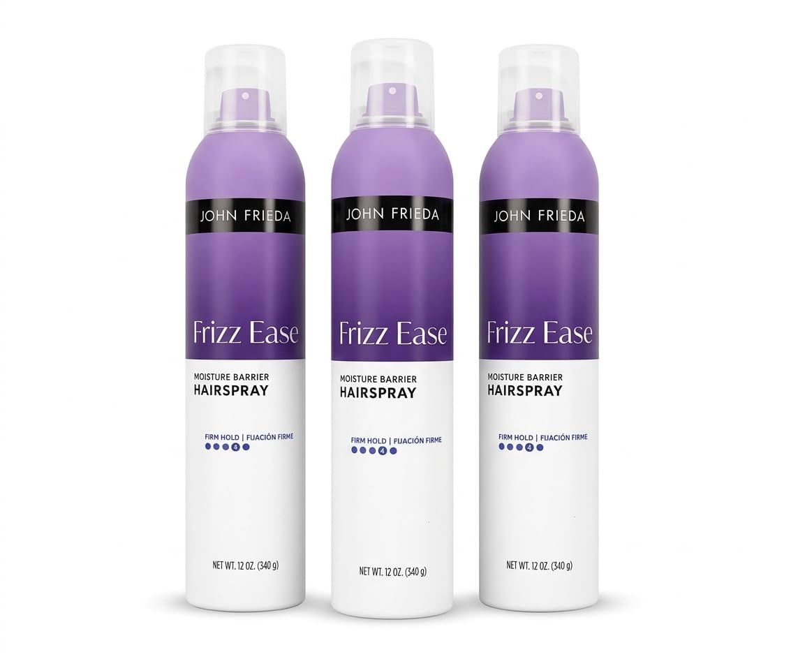 John Frieda Frizz Ease Moisture Barrier Firm Hold Hairspray, 12 oz (Pack of 3), Long-Lasting Humidity-Resistant Anti-Frizz Spray, Heat Protection Bulk Beauty & Personal Care John Frieda